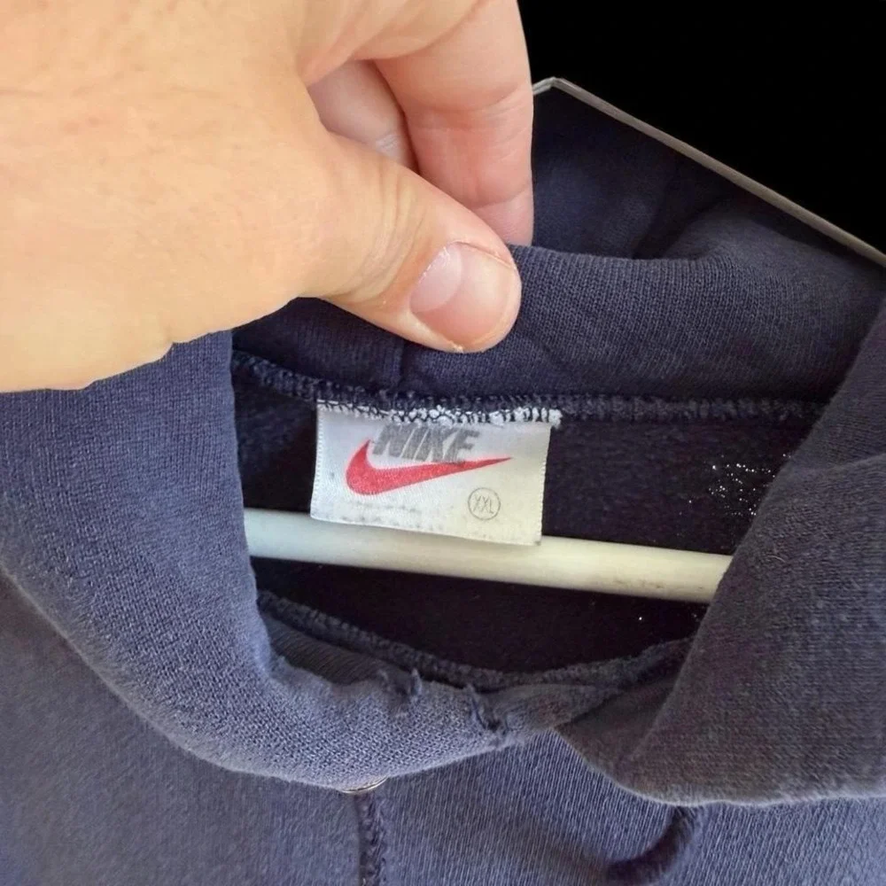 Vintage 90's Nike Center Swoosh‎ Hoodie Mens XXL Blue Rare Distressed